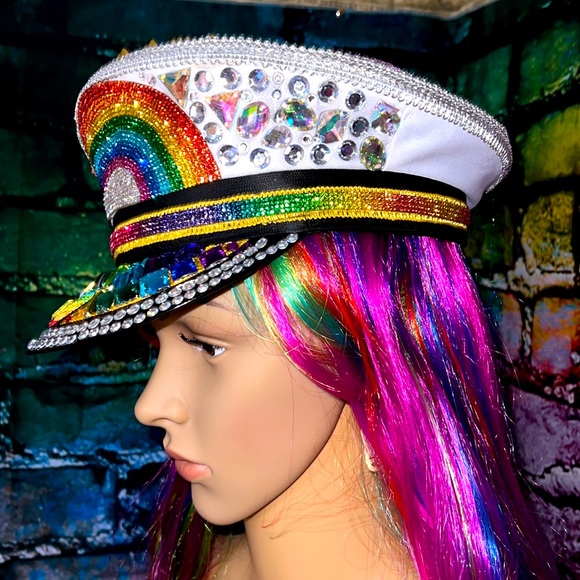Rainbows and Flowers Rave Hat - Picture 7 of 16